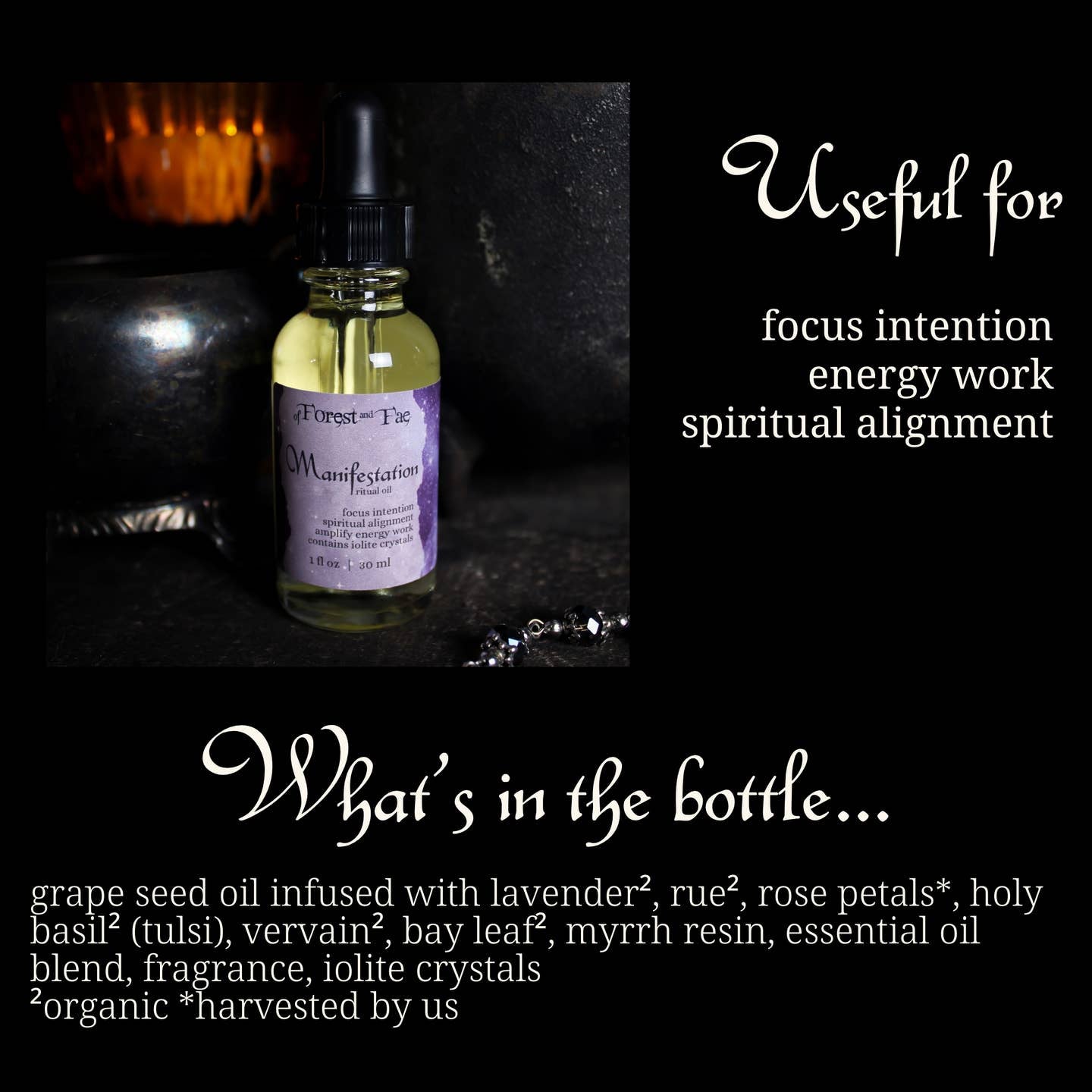 Manifestation Ritual Oil • Altar Oil For Intention Setting